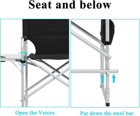 GeRRiT 26.5 inches Tall Directors Chairs Foldable Makeup Artist Chair Seat Height Heavy Duty Folding Camping Chair