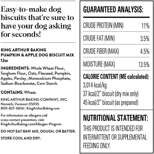 Dog Biscuit Mix, Pumpkin & Apple, Homemade Dog Treats, 12oz by King Arthur Baking Company