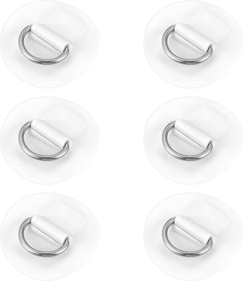X AUTOHAUX 6pcs D Ring Patch - 6cm PVC Stainless Steel Round Shape D Ring Pad for Surfboard Inflatable Boat Kayak Canoe
