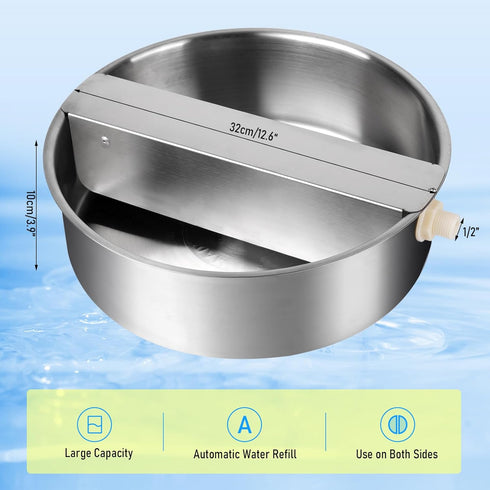 Automatic Dog Water Bowl Dispenser Large Breed Stainless Steel Auto Fill Dog Waterer with Float Valve Livestock Water