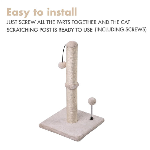 Premium Cat Scratching Post Kitten Scratcher Sisal with Hanging Ball 22in for Kittens (Beige)