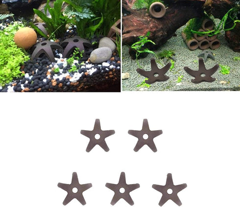 Fish Tank Decorations, 5 Pcs Mini Starfish-Shaped Shrimp Home Fish Tank Shelter Breeding Cave, Brown
