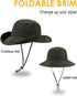 Waterproof Bucket Hats for Women and Men, Foldable Brim UPF 50+ Floppy Cowboy Rain Hat for Hiking