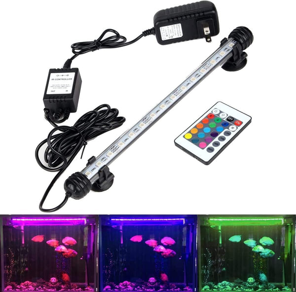 GreenSun LED Aquarium Light, Fish Tank Light with Remote Control, IP68 Waterproof Strip Bar Light, RGB Color Changing