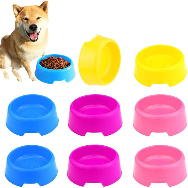 16 PCS Pet Plastic Bowls - Dog and Cat Supply Plastic Food Feeding Water Dish Bowl Feeder