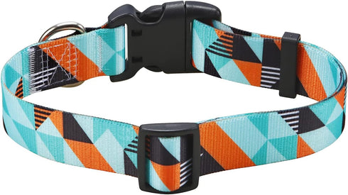 Dog Collar with Bohemia Floral Patterns, Soft Adjustable Ethnic Style Collar for Small Medium Large Dogs (Geometry, M)