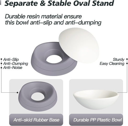 Adjustable Elevated Cat Food Bowls, Anti-Slip and Anti-Noise Raised Cat Dish Protecting Pet’s Spine, Thickened Plastic