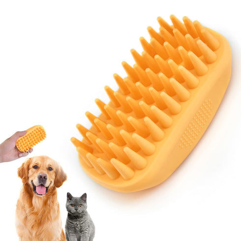 Silicone Dog Grooming Brush, Pet Shampoo Bath Brush, Anti Skid Soothing Massage Rubber Comb