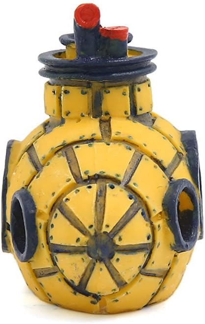 uxcell Aquarium Fish Tank Decoration Bubble Maker Yellow Spaceship Ornament 13x6x8cm by uxcell