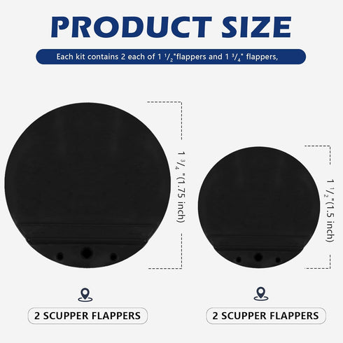 Scupper Flapper Replacement for FSRK-3-DP TH Mar-ine Boat Scupper Flappers Repair Kit - 1 1/2" and 1 3/4" Scupper Flappers Scupper Valves for Boats Stainless Steel and Plastic Boat Hull Repair Kit.