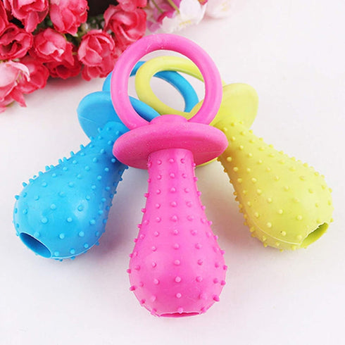 Jinshining Blue Dserw Dog Pacifier Chew Toy, Mini Bite Resistant Bell - Shape Rubber Pacifier Pet Molar Chew Training