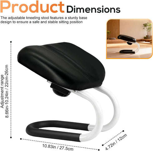 Suttqke Meditation Bench | Meditation Chair | Kneeling Prayer Bench | Seiza Chair - Adjustable Height, Portable Metal