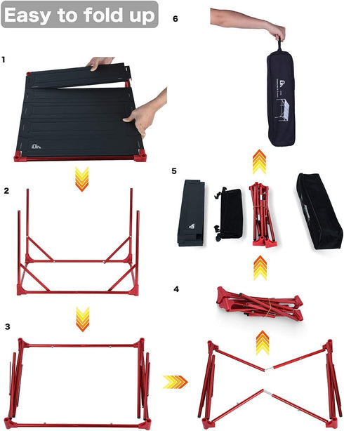 Backpacking iClimb Extendable Folding Table Large Tabletop Area Ultralight Compact with Hollow Out Tabletop for Camping