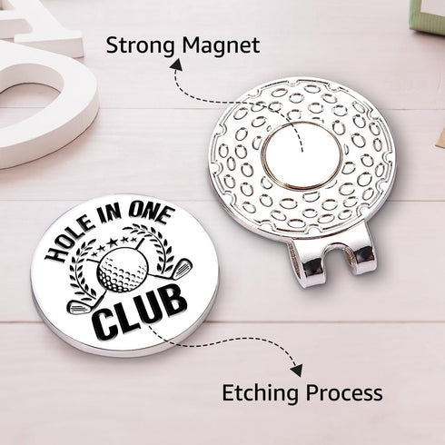 Hafhue Hold in One Club Golf Ball Marker with Magnetic Hat Clip, Funny Golf Accessories Gift for Men Women