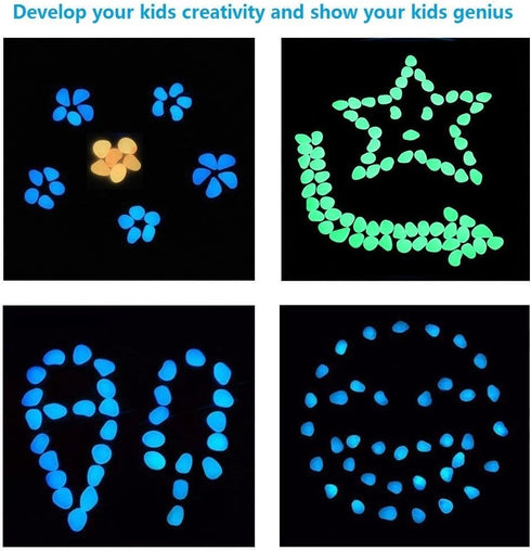 330pcs Glow in The Dark Pebbles for Garden Walkway Decor, Outdoor Bulk Fish Tank Aquarium Glow Decorations
