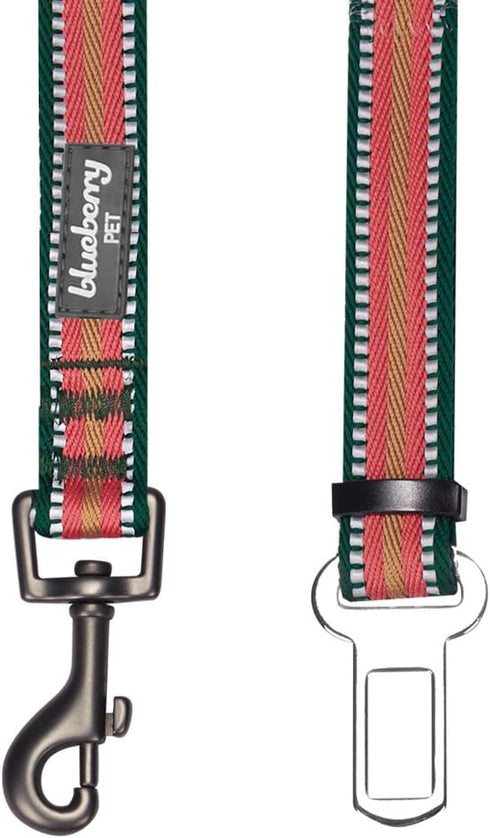 Blueberry Pet Dog Leash & Puppy Essentials: Adjustable Dark Green/Pink 3M Reflective Multi-Colored Stripe Dog Seat