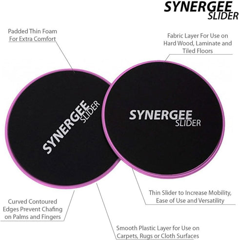 Synergee Core Sliders, Dual Sided Use on Carpet or Hardwood Floors for Abdominal Exercise Equipment