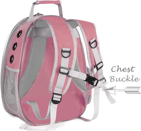 Bubble Cat Carrier Backpack - Transparent Pet Carrier for Small Puppy and Bunny (Backpack, Pink)