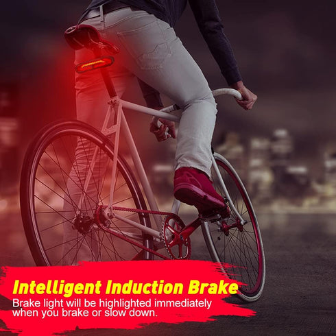 ONVIAN Smart Bike Tail Light with Turn Signals - Rechargeable Rear Bike Light, Waterproof Auto ON/Off Bicycle Brake