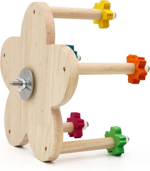 DVHEY 5 Bird Rotating Perch Toy,Durable Unique Wooden Ferris Wheel Parrot Toys with Perches,Bird Cage Accessories