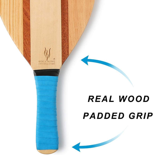 Holyking Beach Paddle Ball Set - Wooden Tennis Racket with 2 Paddles, 2 Balls & Carry Bag