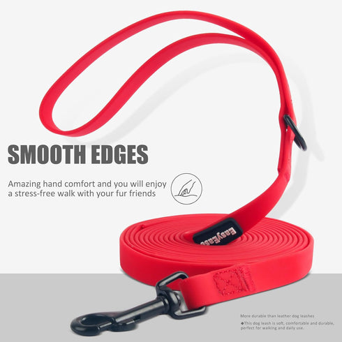 Small Dog Leash with Electroplated Black Hardware, Lightweight, Traffic Handle, 6FT Waterproof Red Dog Leash