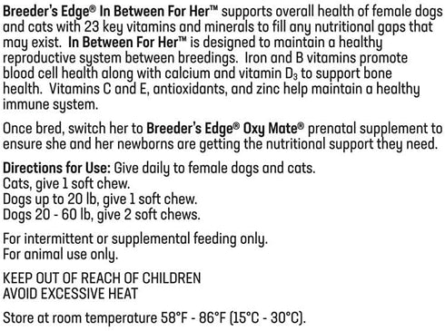 Revival Animal Health Breeder's Edge in Between for Her, Female Multivitamin for Cat/Small Dog - 90 ct