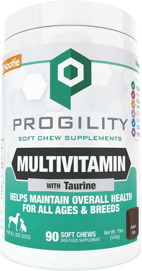Nootie Progility Multivitamin for Dogs, Soft Chews with Taurine - 90 Chews per Container