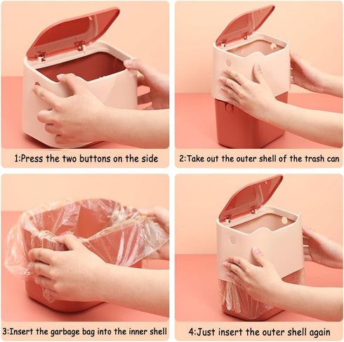 Mini Cat Litter Trash Can with Press Type Lid, Includes 60 Refill Bags for Cat Poop