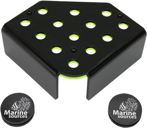 Magnetic Coral Frag Rack, Fluorescent Green Acrylic with 13 Holes, Safe Stable for Saltwater Aquarium and Fish Tanks