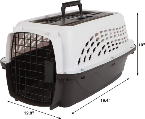 Petmate Two-Door Small Dog & Cat Carrier, Top or Front Loading, 19 inches, Made with Recycled Materials, White