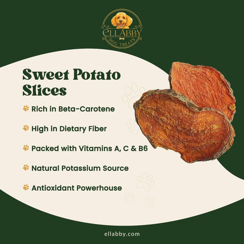 Ellabby Dog Treats 100% (16 oz) Ellabby Sweet Potato Dog Treats Natural Dehydrated Sweet Potato Chews for Dogs