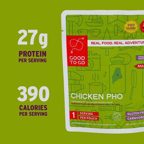 GOOD TO-GO Chicken Pho (Single Serving) | Camping & Backpacking Food | Just Add Water Dehydrated Meals