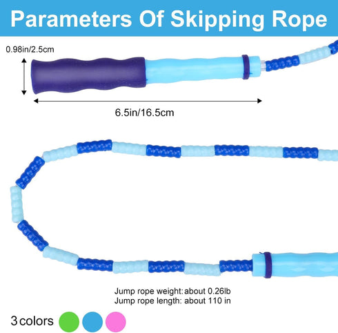 GRAWUN Kids Jump Rope - Soft Beaded Adjustable Length Tangle-Free Skipping Rope for Fitness