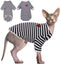 DENTRUN Breathable Hairless Cats Shirt, Adorable Stripe Vest Pajamas Jumpsuit, Soft & Skin-Friendly Daily Wear