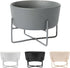 Waggo Simple Solid Dog Bowl with Iron Stand, Single Ceramic Feeder or Water Bowl for Small or Large Dogs (Small,