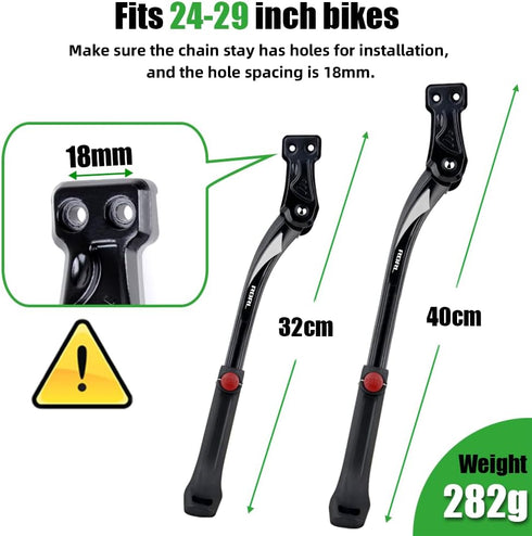 RBRL Bike Kickstand 18mm Hole Spacing, Bike Stand Aluminium Alloy Adjustable Bicycle Kickstand, Rear Side Bicycle Kick Stand for 24''-29'' Mountain Bike/Road Bike/BMX/MTB by RBRL
