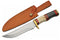SZCO Supplies 203456 Outdoor Hunting Knife with Bone and Wood Handle, 11.5" Length and Leather Sheath