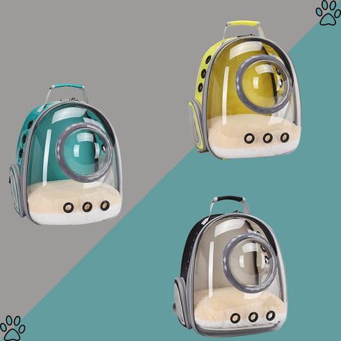 Bubble Cat Carrier Backpack - Transparent Pet Carrier for Small Puppy and Bunny (Backpack, Black)