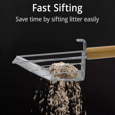 Stainless Steel Cat Litter Scoop with Holder Stand, Heavy Duty and Easy to Clean