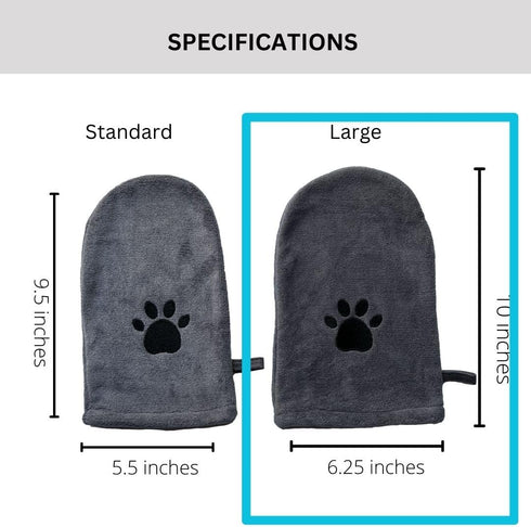 Penny & Niko Microfiber Pet Towel Mitts - Paw Cleaning and Drying Mitts/Gloves for Dogs and Cats (Large - 2 Pack, Gray) by Penny & Niko