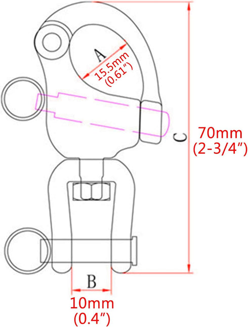 NRC&XRC Pair Jaw Swivel Snap Shackle 316 Stainless Steel for Sailboat Spinnaker Halyard & Diving