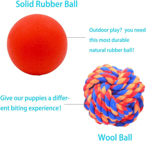 4 Pack Puppy Balls, Teething Ball for Small Dogs, Squeaky Rubber Ball, Puppy Chew Toys for Chewing