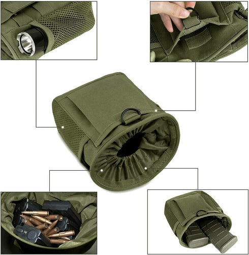 LIVANS Tactical Molle Dump Pouch, Adjustable Magazine Recovery Pouch for Outdoor Hunting Gear