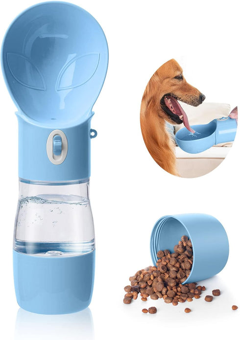 Dog Water Bottle, Multifunctional Portable Bottle with Food Container for Outdoor Activities, Blue