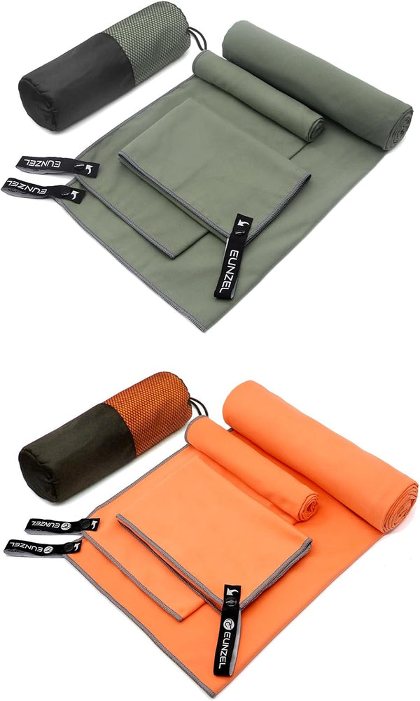 Eunzel 2 Pack Quick Dry Camping Towel, Microfiber Travel Towel 3 Size