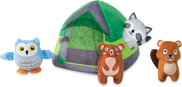 Fringe Studio Multicolored Hide & Seek Burrow Plush Dog Toy Set, Happy Campers (289216)