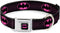 Dog Collar Seatbelt Buckle - Batman Shield Chainlink Black Hot Pink, 1.5 Inch Wide, 20 to 31 Inches