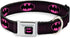 Dog Collar Seatbelt Buckle - Batman Shield Chainlink Black Hot Pink, 1.5 Inch Wide, 20 to 31 Inches
