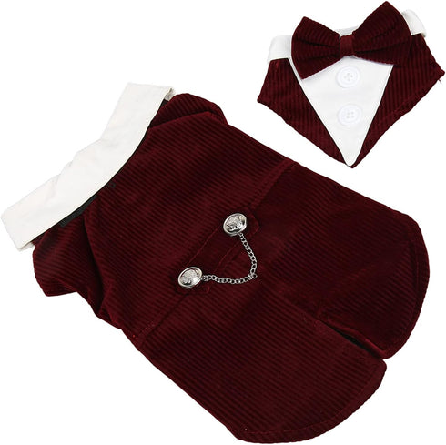 Stylish Elegant Pet Wedding Suit, Dog Tuxedo Collar Attire with Bow Tie, Size L